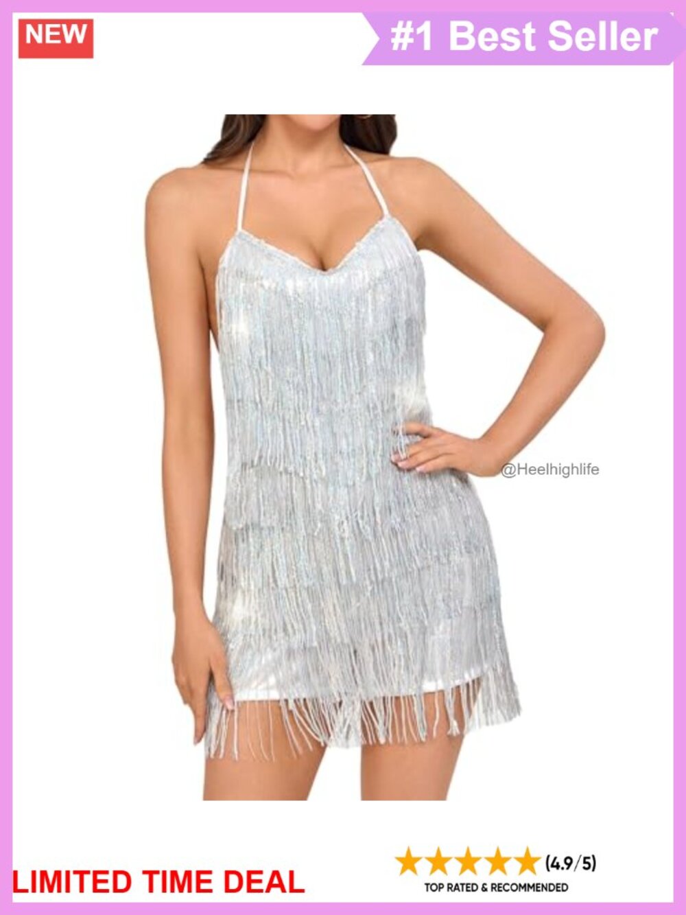 Sequin Fringe Backless V-Neck Mini Romper Sleeveless Party Jumpsuit